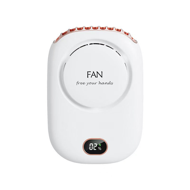 Digital Display Rechargeable Neck Hanging Fan
