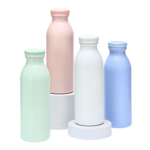 Vasos de acero inoxidable color pastel con tapa