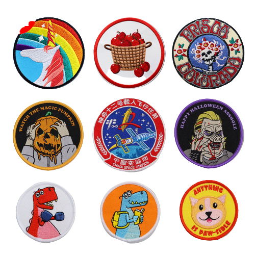 Parche de tela bordado de 2,5 pulgadas de diámetro