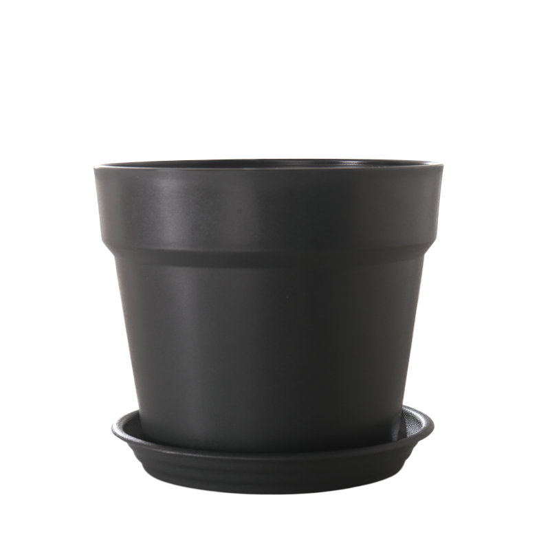 Pot de fleurs en céramique avec plateau