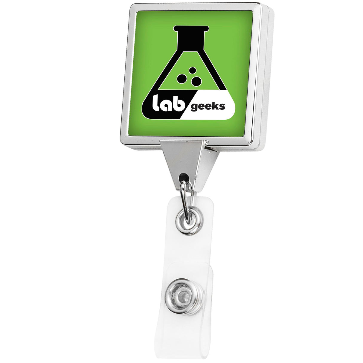 Porte-badge carré géant avec finition chromée