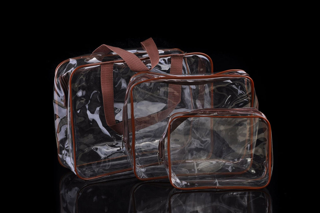 3 bolsas de viaje transparentes