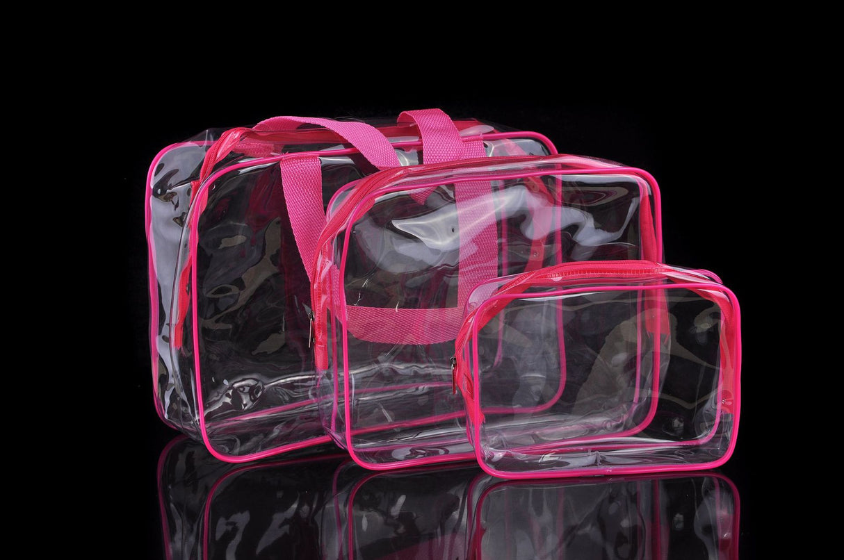 3 bolsas de viaje transparentes