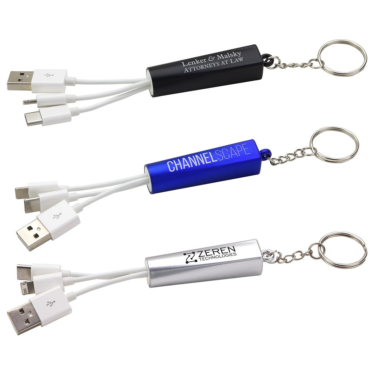 3-in-1 Light-up Charging Cable With Keych