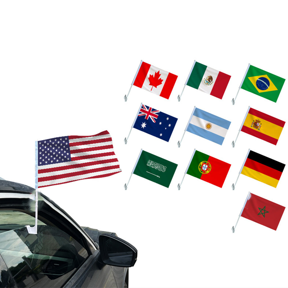 World Cup Polyester Car Flag With Pole