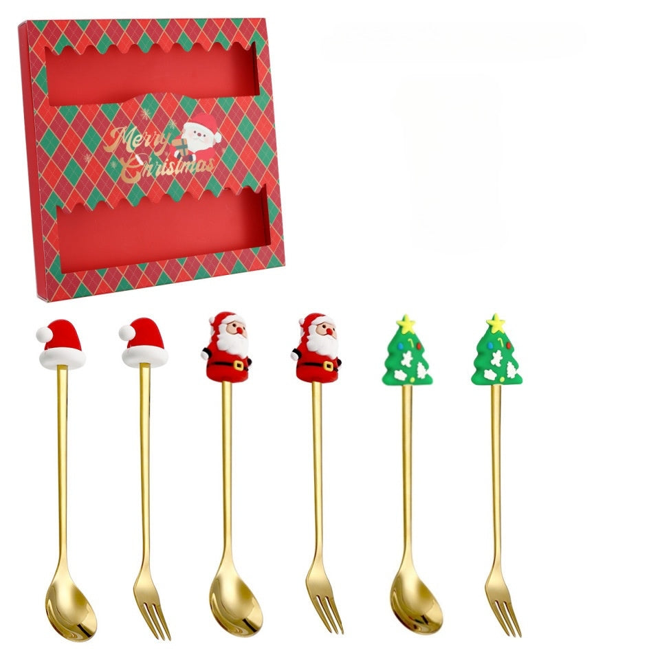 Juego de cuchara y tenedor navideño