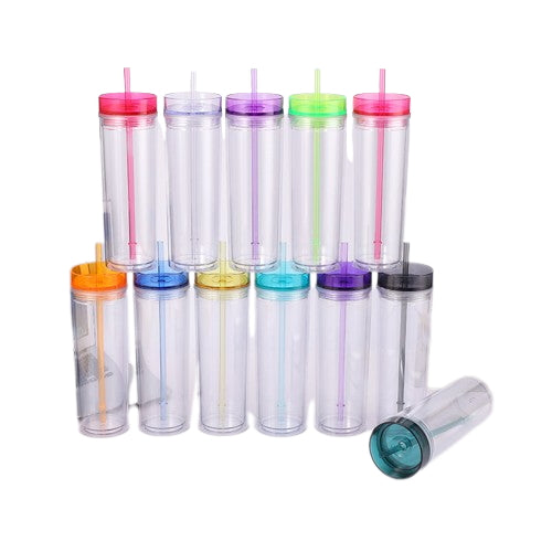 Vaso acrílico de doble pared de 16 oz con tapa