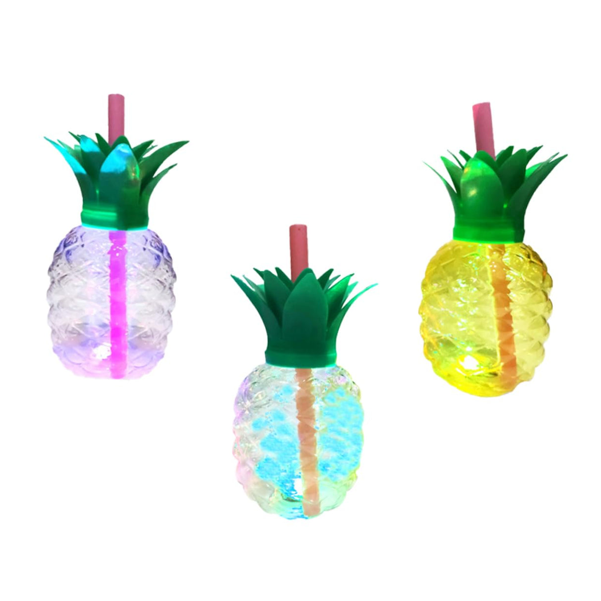 Vaso de plástico con forma de piña de 500 ml con luz LED