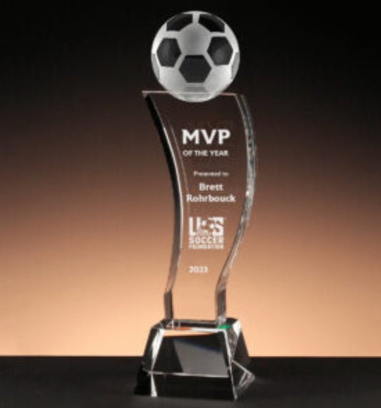 Custom Crystal Trophy With A Ball