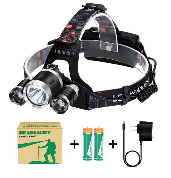 Linterna frontal recargable de 3 LED