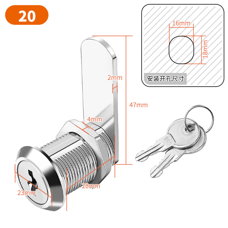 Juego de cerradura de leva de 20 mm: 1 cerradura + 2 llaves