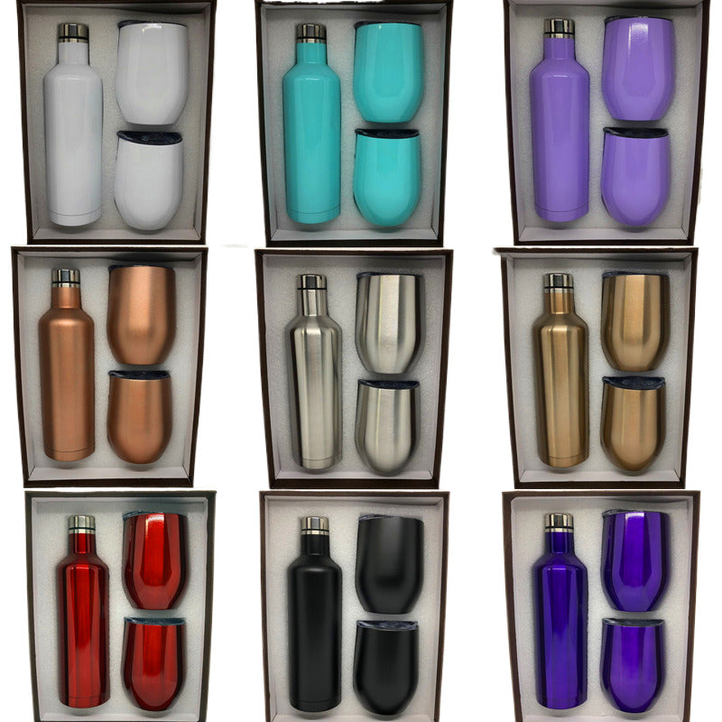 Set de regalo de botella de vino y 2 vasos