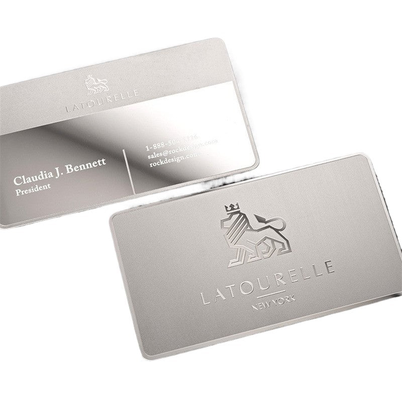 Tarjeta de presentación de acero inoxidable personalizada