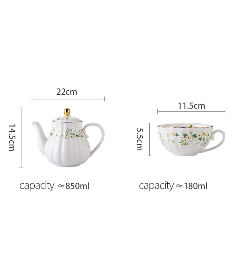 Juego de tetera con taza y platillo