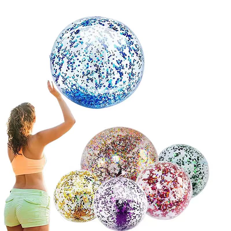 Pelota de playa inflable con lentejuelas de 16 pulgadas