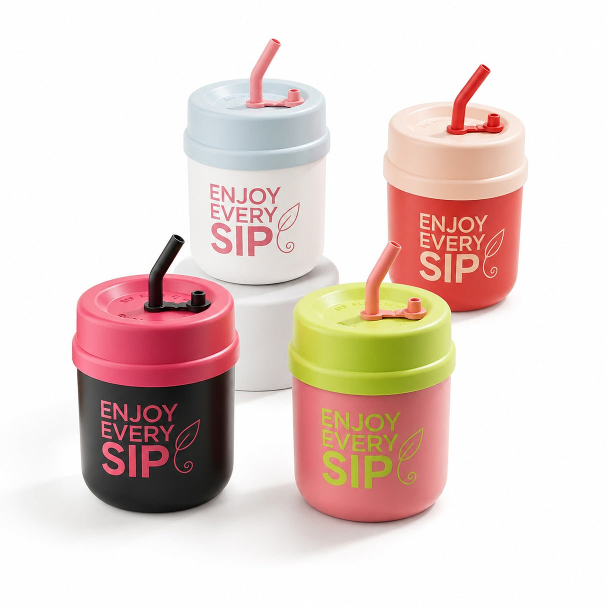 Dopamine Color Stainless Steel Tumbler With Straw