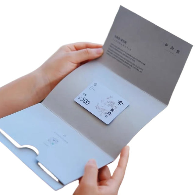 White Custom Logo Gift Card With Foldable Flip-cover Sleeve