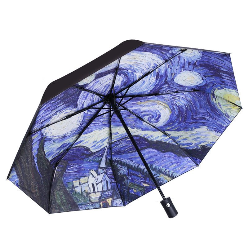 Auto Folding Compact Umbrella Full Size Underneath Printed - Yorkn Inc✅