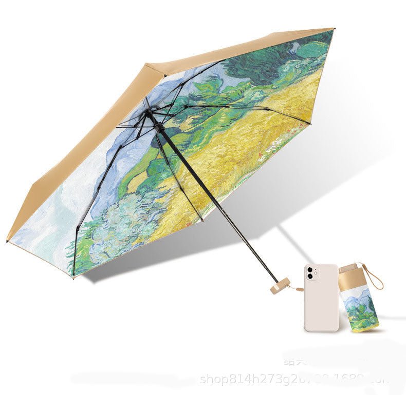Gold Full Size Printed Foldable Umbrella - Yorkn Inc✅