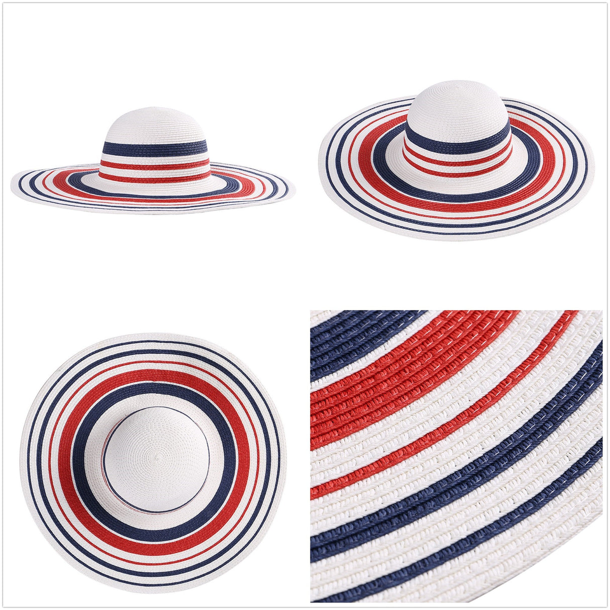 Large Straw Hat Paperbraid Stripe Trim - Yorkn Inc✅