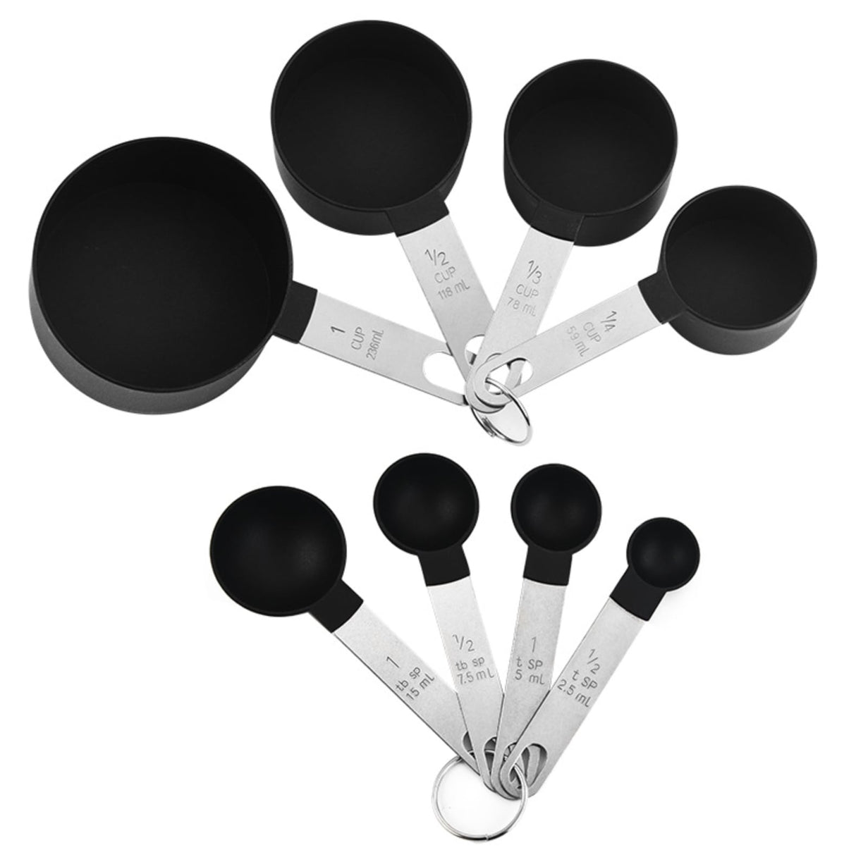 Juego de tazas y cucharas medidoras apilables 