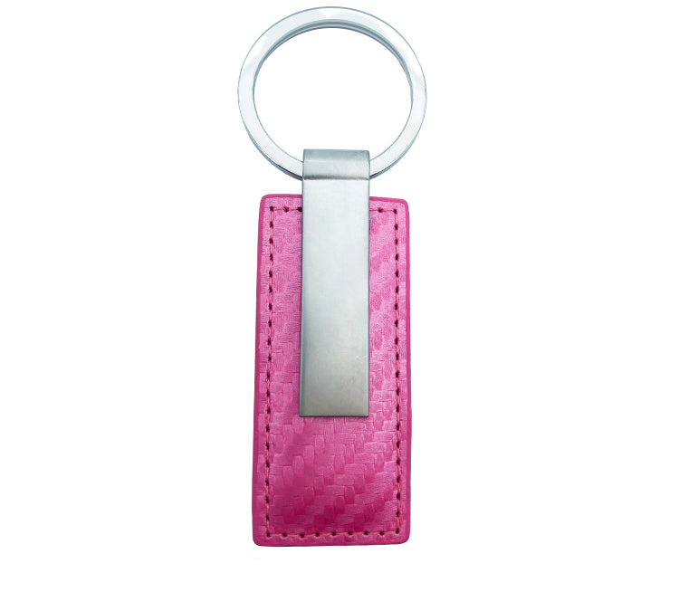 Porte-clés rectangulaire avec cuir et anneau 