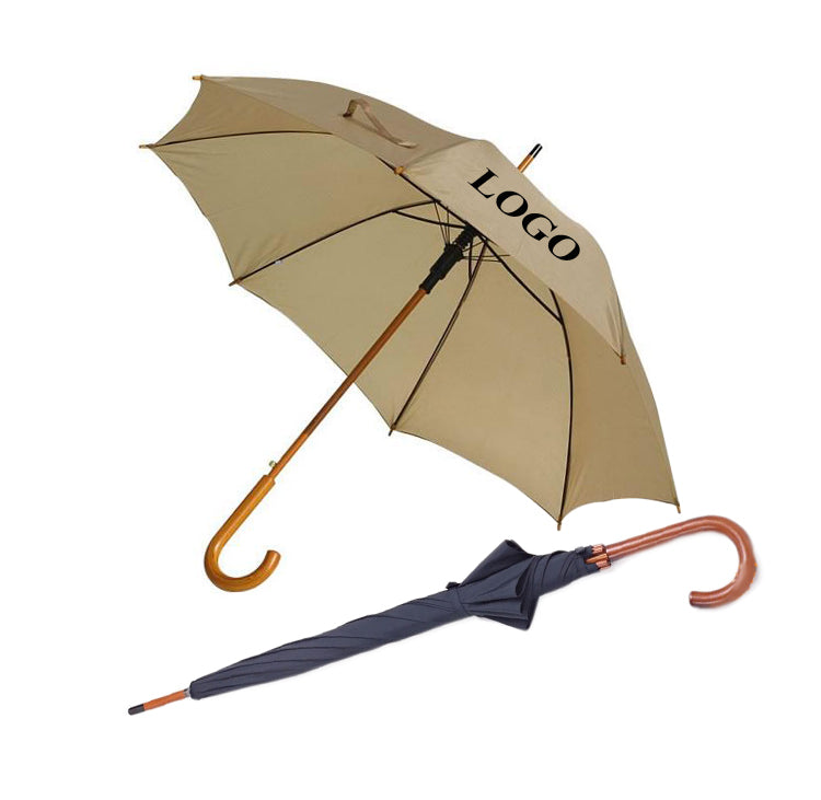 Auto Open Wooden Hook Handle Umbrella