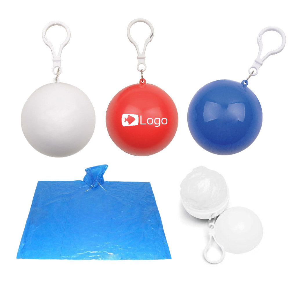 Llavero con forma de bola y poncho de lluvia de emergencia para adultos 