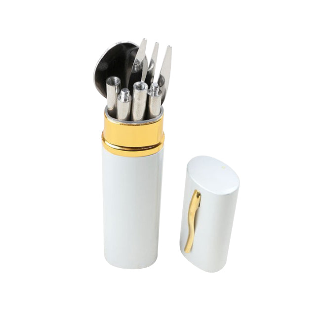 Ensemble de 3 pièces en acier inoxydable (baguettes, fourchette, cuillère) avec étui en métal 