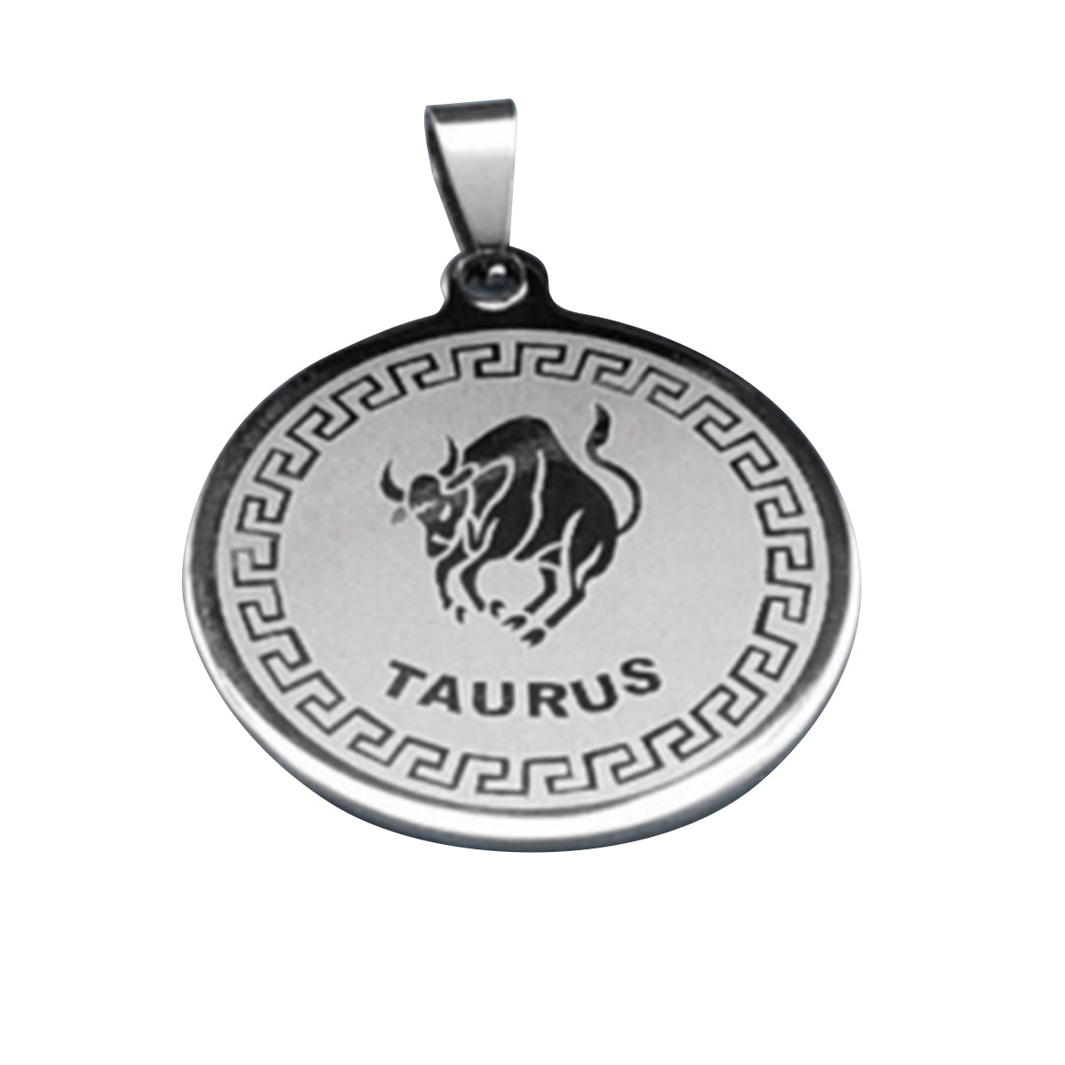 Collier pendentif rond en acier inoxydable 
