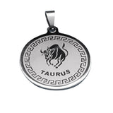 Collier pendentif rond en acier inoxydable 