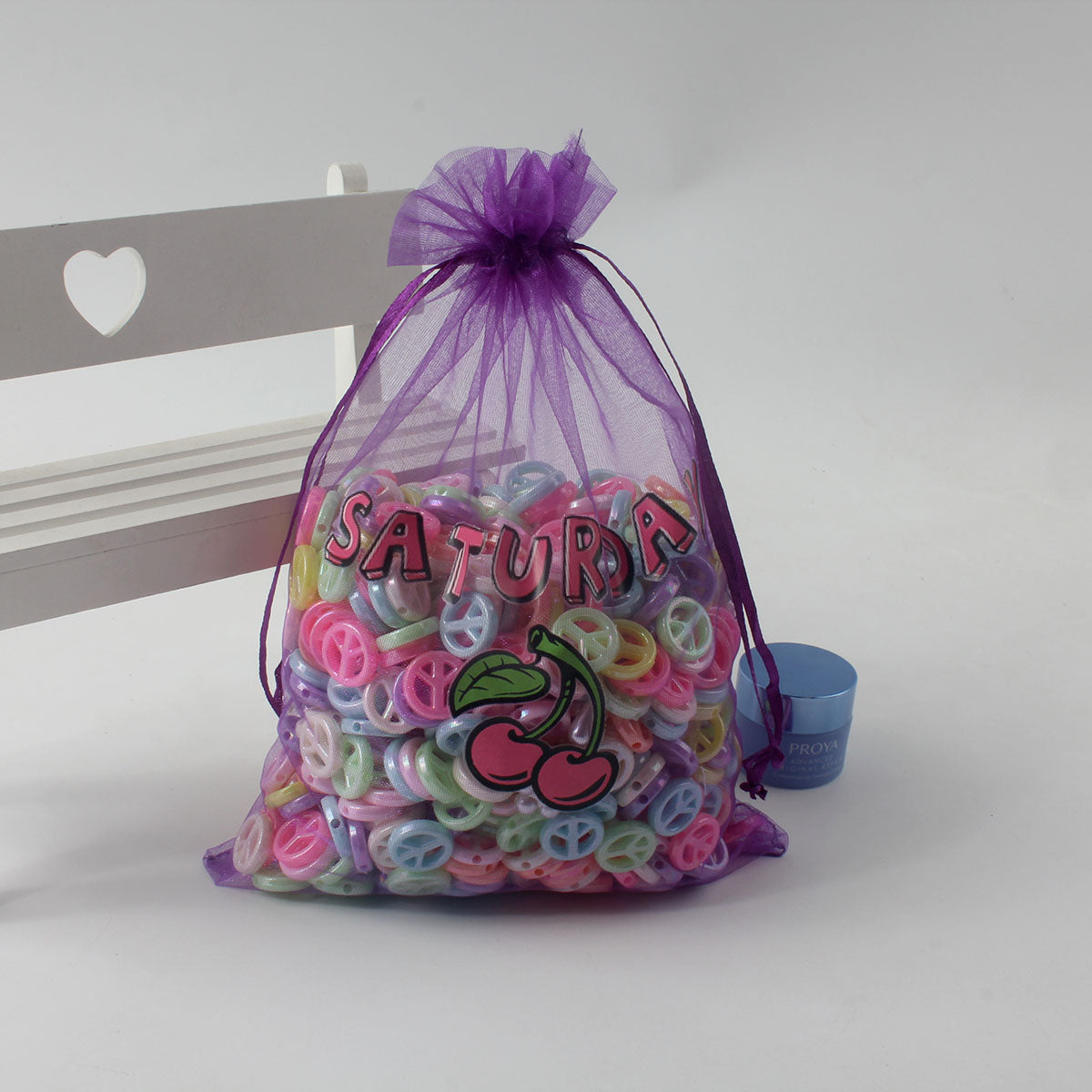 Pochette transparente en organza avec cordon de serrage 