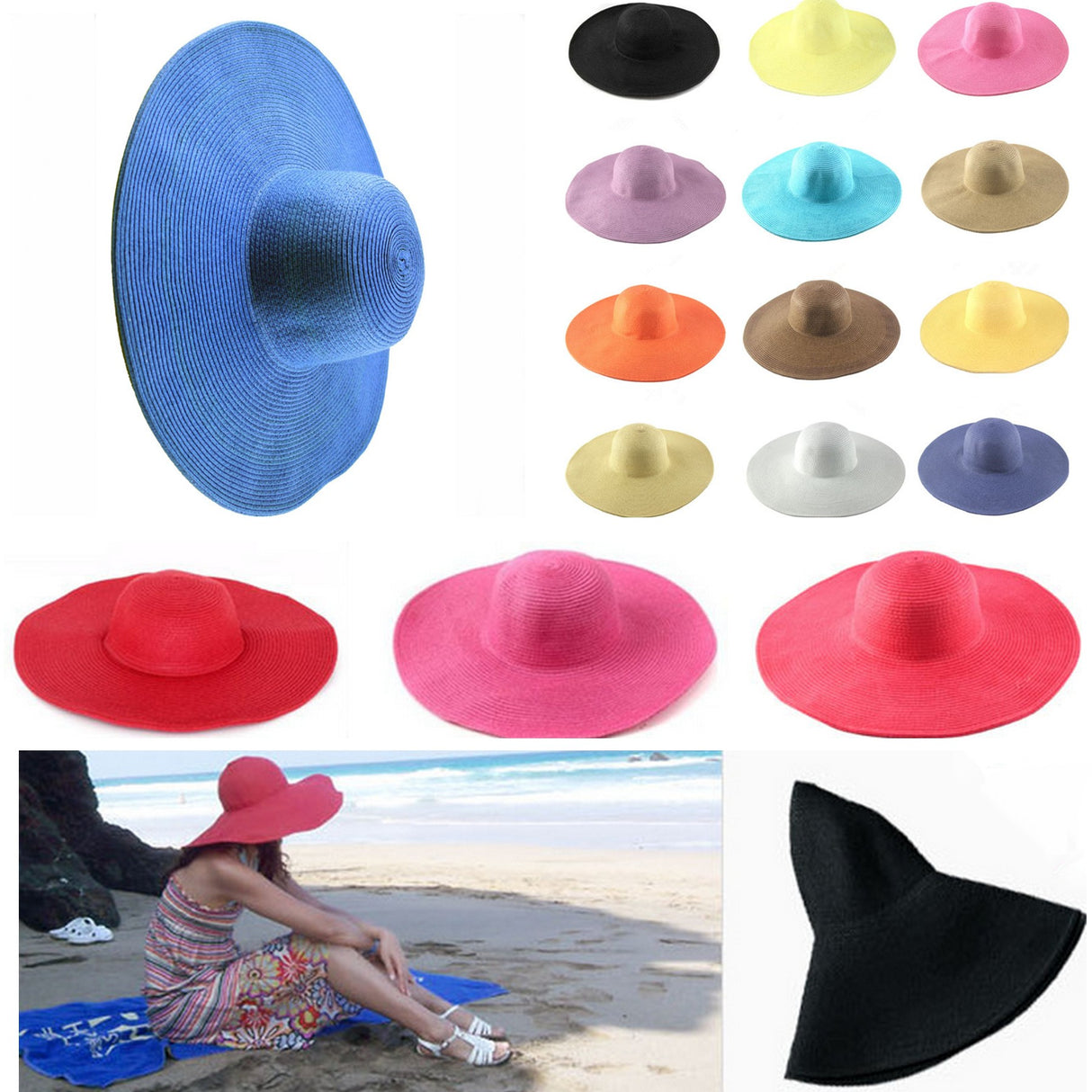 Chapeau de plage à large bord brodé 