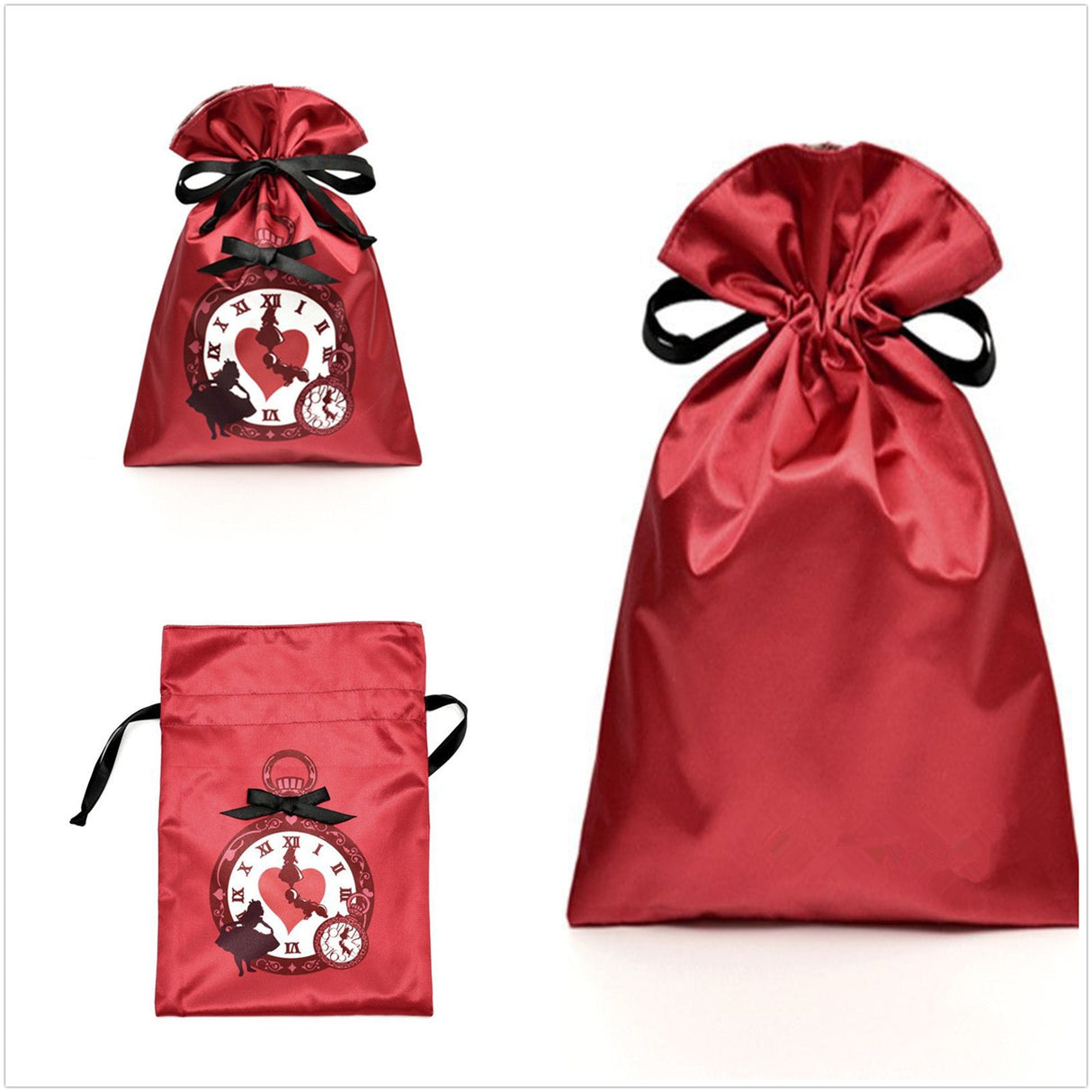 Pochettes de Noël en satin rouge 