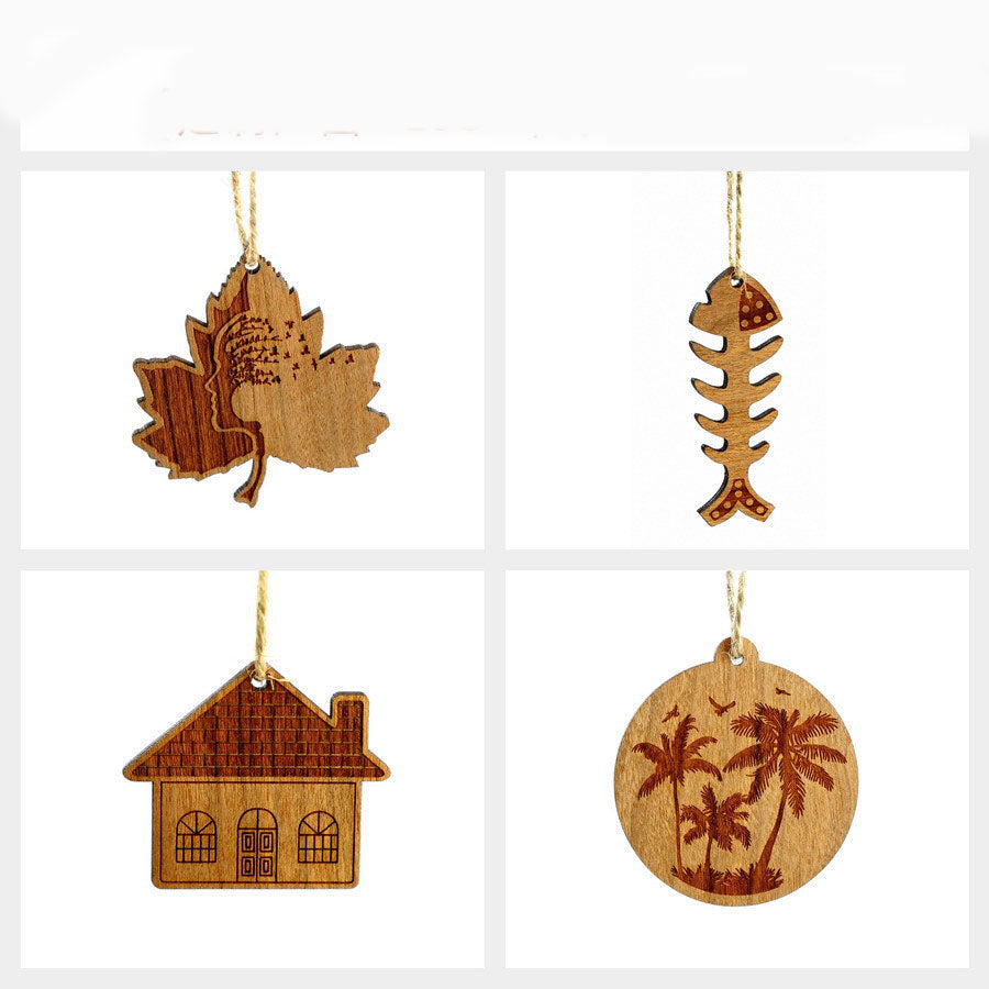 Animal Leaf House Shaped Wooden Tag