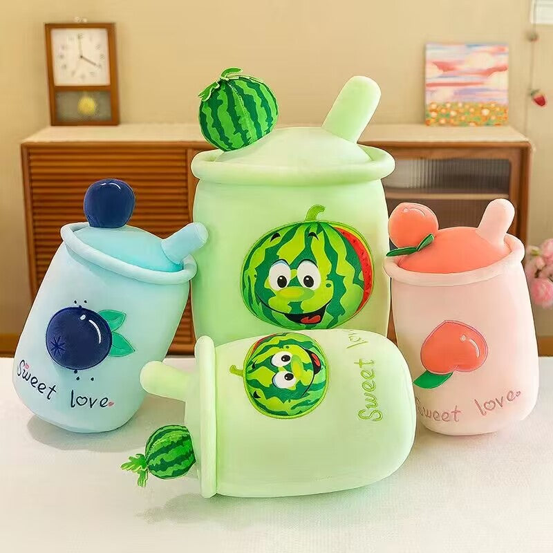 Fruit Cup Shape Plush Toy Pillow Decor