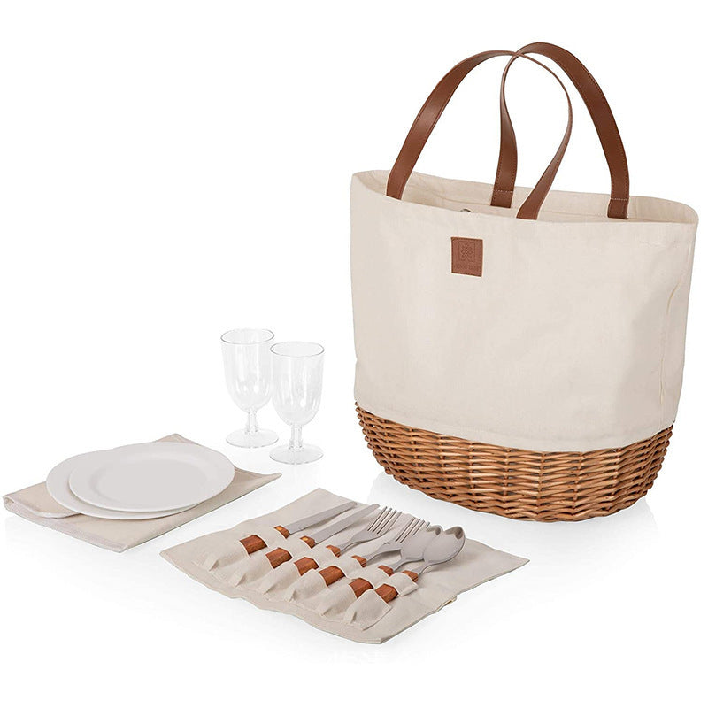 Cesta de mimbre de lona para picnic 