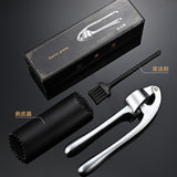 Hachoir à ail en métal avec éplucheur et brosse 