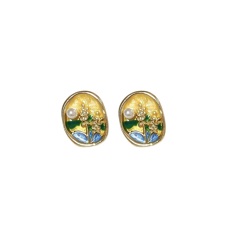Boucles d'oreilles vintage en perles avec boîte amovible 