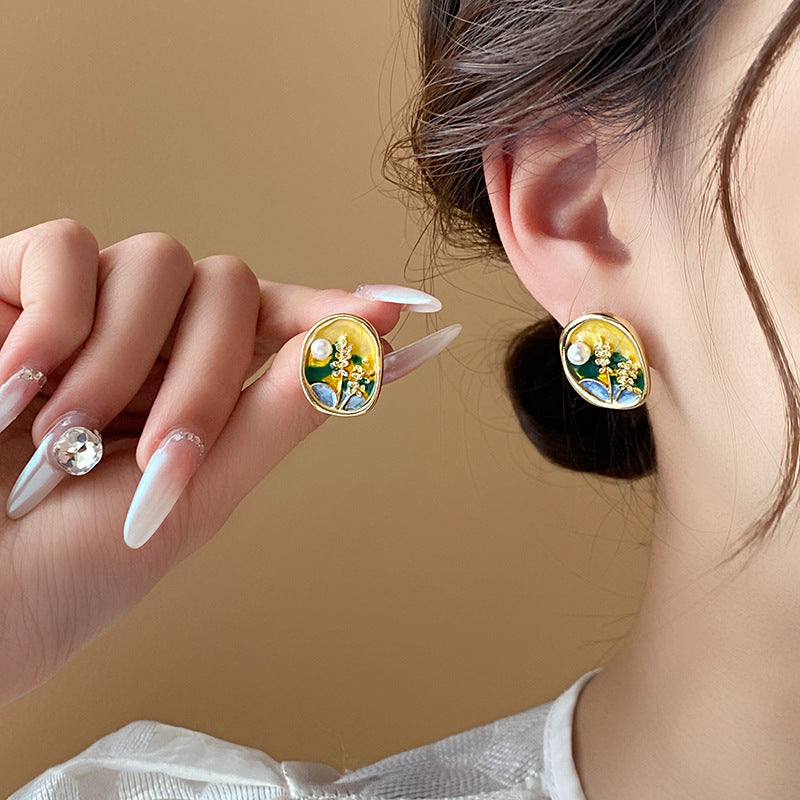 Boucles d'oreilles vintage en perles avec boîte amovible 