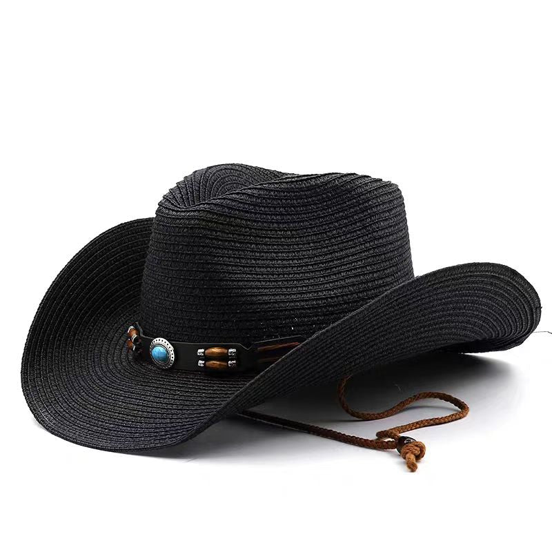 Chapeau de paille de cow-boy décoré 