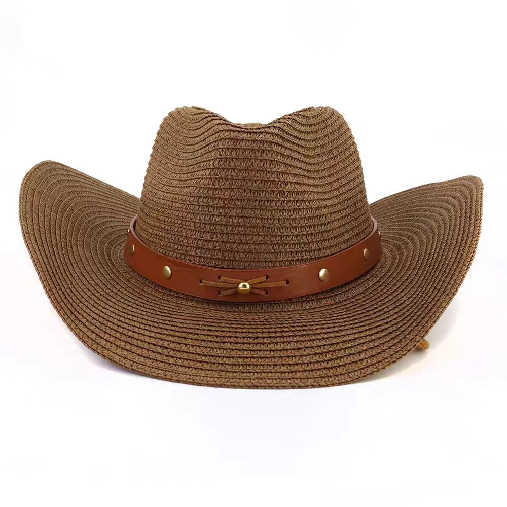 Chapeau de paille de cow-boy décoré 