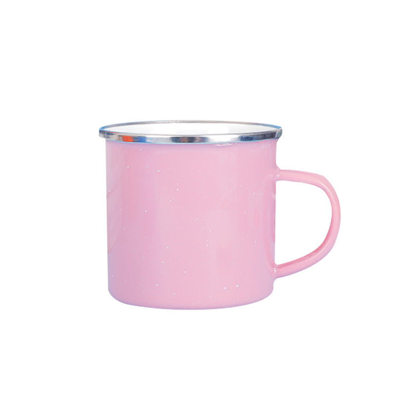 12oz Camping Enamel Mug With Full Size Sparkles Dots Outside