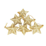 Juego de 6 adornos navideños de estrellas brillantes 