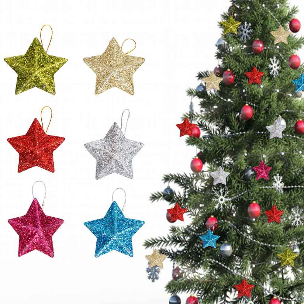 Décoration suspendue en forme d'étoile de Noël scintillante 