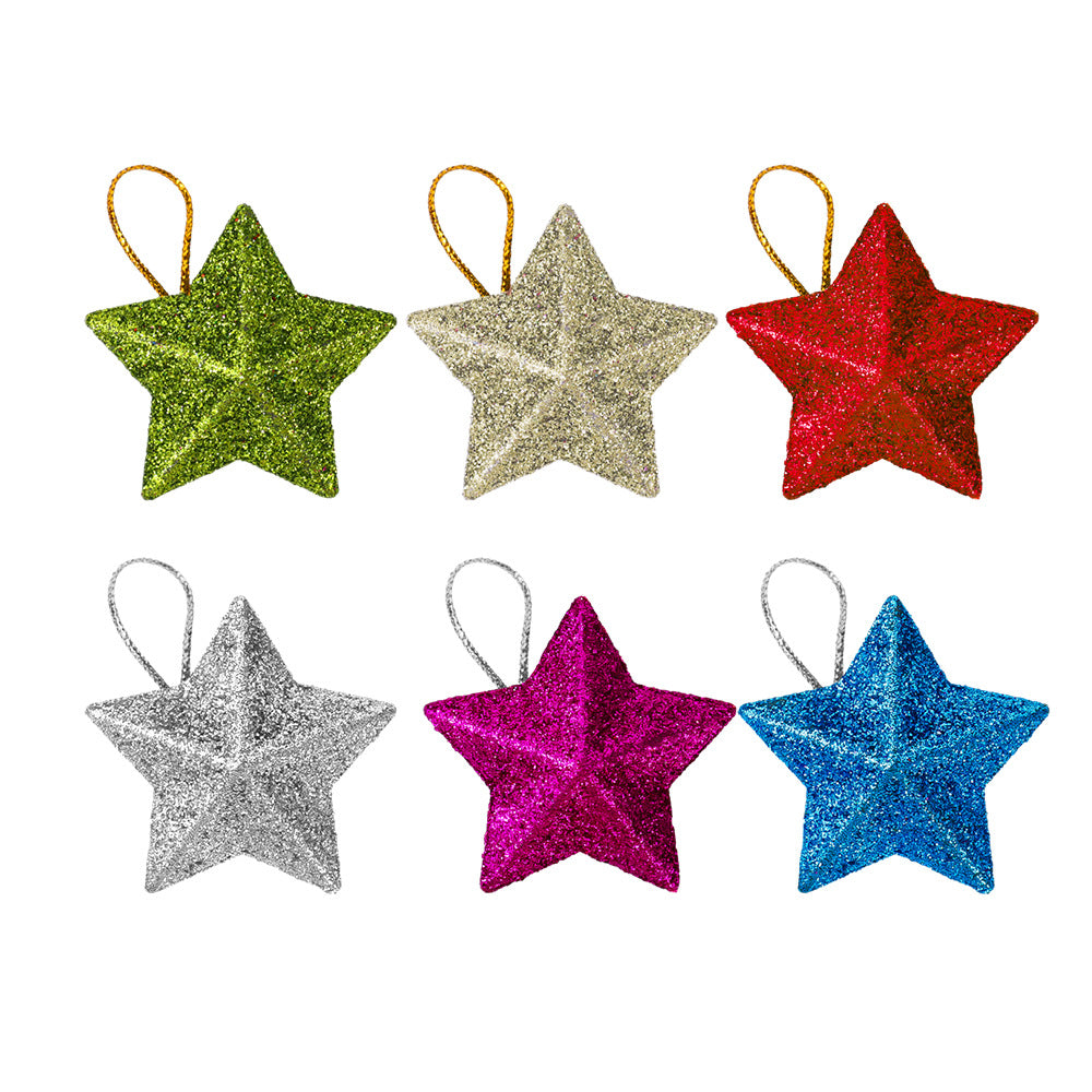 Décoration suspendue en forme d'étoile de Noël scintillante 