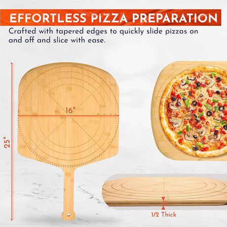 16 Inch Wooden Pizza Peel Board - By Boat - Yorkn Inc✅