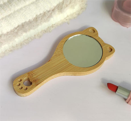 16cm Wooden Makeup Handheld Mirror - Yorkn Inc✅