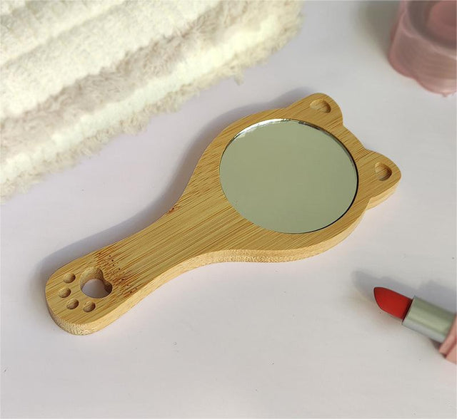 16cm Wooden Makeup Handheld Mirror - Yorkn Inc✅