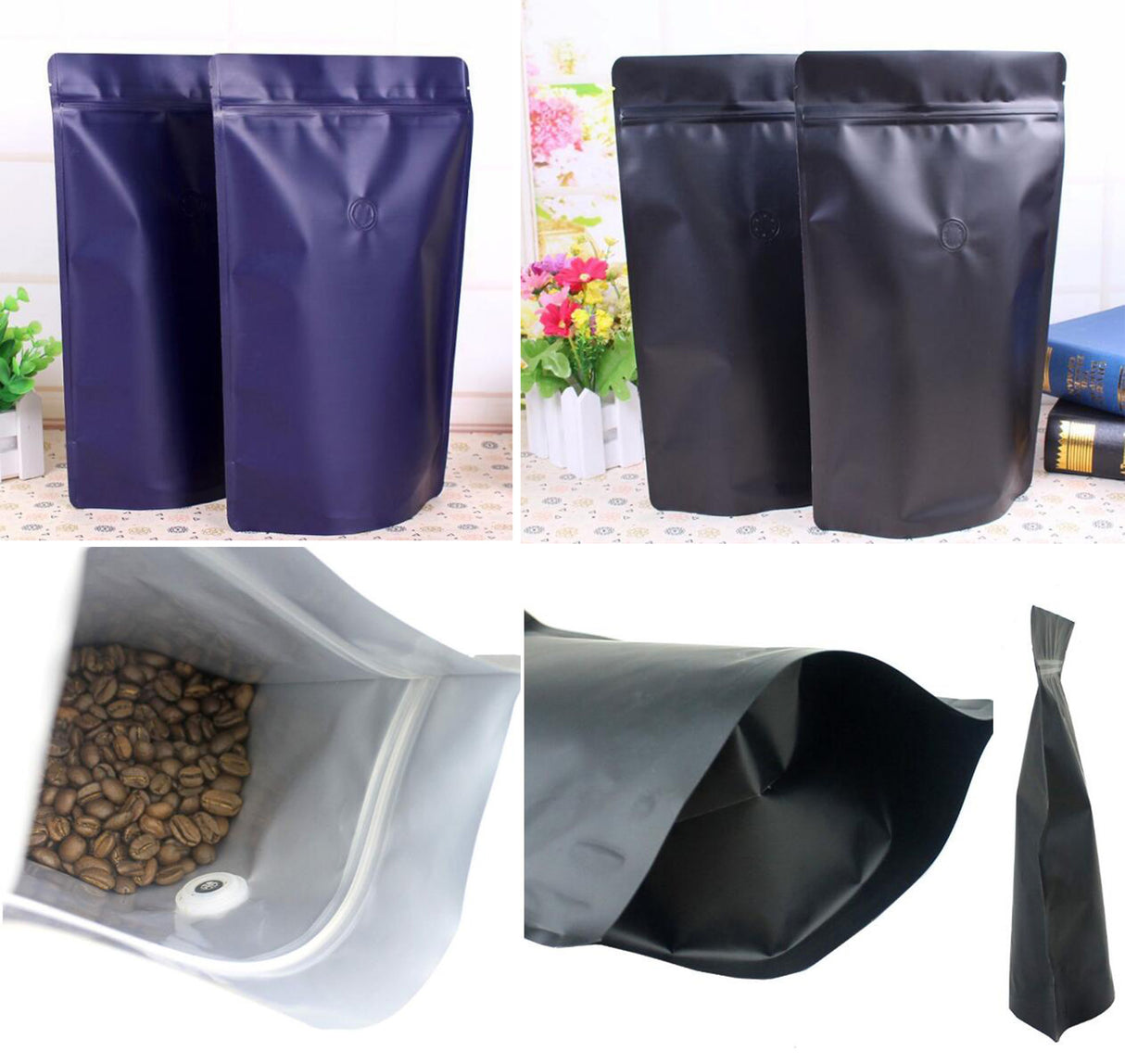 Bolsa de café con cierre de aluminio y válvula 